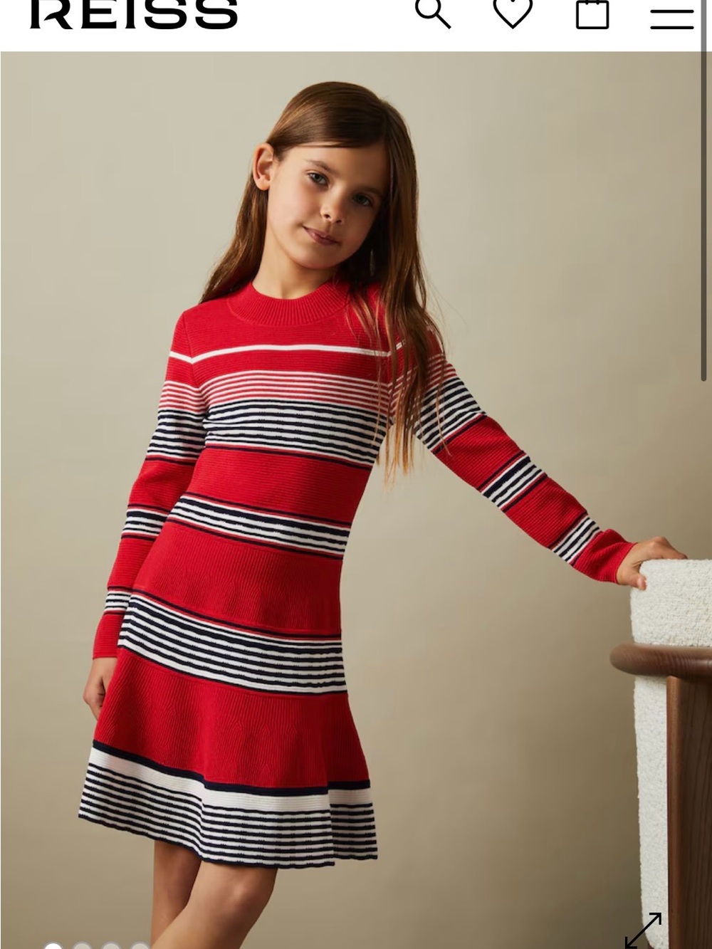 Reiss Kids Red, Navy and White Striped Knit Dress